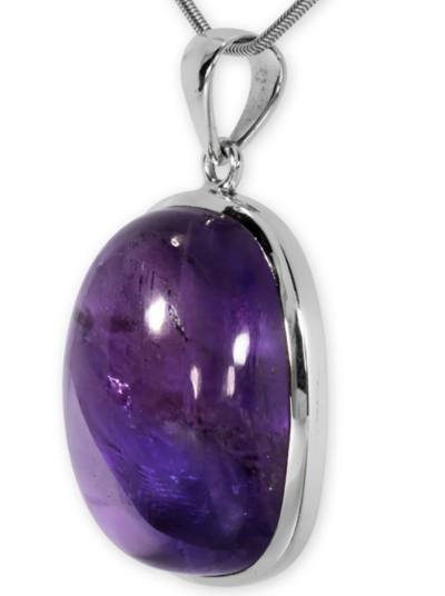 Amethyst 925er Silber Ketten Anhänger oval aus Afrika