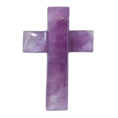 Amethyst Edelstein Kreuz Anhänger gewölbt gebohrt lila violett