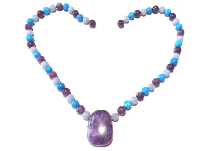 Frühlingstyp Farben Edelsteinkette Halskette Amethyst Angelit Howlith