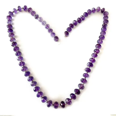 Amethyst Edelstein Button facettiert Kette mit Echtsilber Perlen