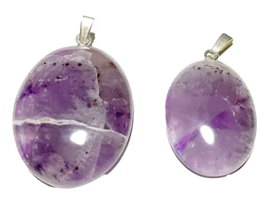 2 x Amethyst Cabochon 925 Sterlingsilber Anhänger Kettenanhänger RESTPOSTEN