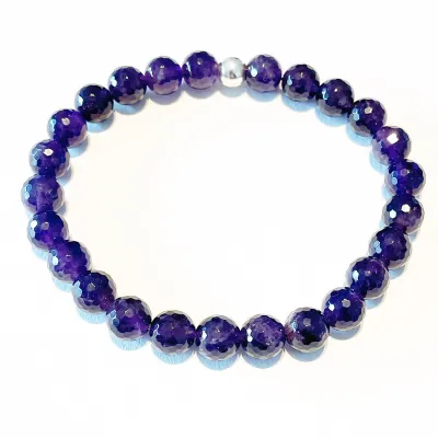 Amethyst violett facettiert Edelstein Armband Stretcharmband  Längen Wahl