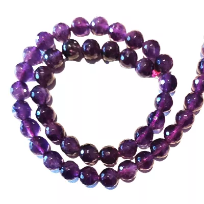 Amethyst facettiert Edelstein Kugel Halskette violett