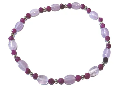 Rubin rot Amethyst violett Echtsilber Edelstein Armband Längenwahl