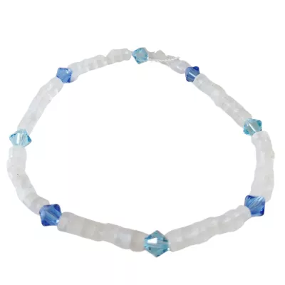 Bergkristall Edelstein Armband mit Swarovski Perlen türkis blau