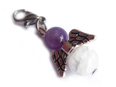 Bergkristall Amethyst Schutzengelchen Charm Anhänger