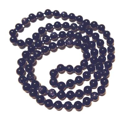 Blaufluss Goldsand blau Halskette Kette geknotet 80 cm