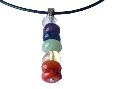 Chakra Chakren Edelstein Kette Anhänger mit Karabiner Lederkette