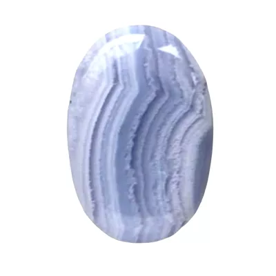 Chalcedon blau oval flach Trommelstein Edelstein Anhänger gebohrt