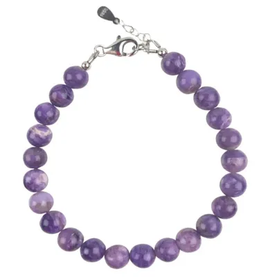 Charoit violett Edelstein Kugel Silber Armband