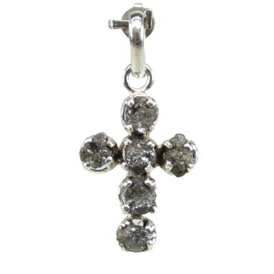 Diamant Edelstein Kreuz Ketten Anhänger 925er Silber