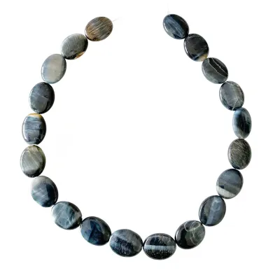 Falkenauge blau schwarz Edelstein Kette oval Größenwahl