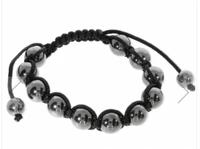 Hämatit Shamballa Armband schwarz silbern größenverstellbar