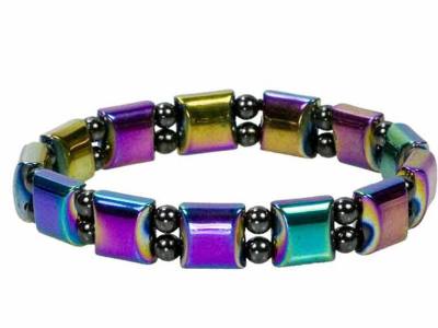 Hämatit Magnet Stretch Armband Regenbogenfarben bunt