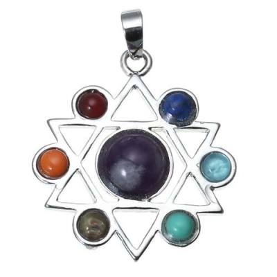 Chakra Edelstein Ketten Anhänger Hexagon