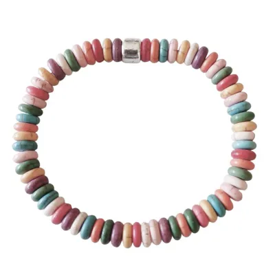 Howlith bunt multicolor Edelstein Button Stretch Armband Längen Wahl