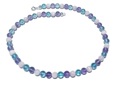 Amethyst violett Aqua Aura Kunzit Edelsteinkette Längenwahl