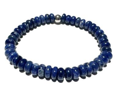 Lapislazuli Edelstein Button Stretch Armband blau Längenwahl