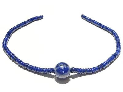 Lapislazuli blau Halskette Edelsteinkette Collier mit großer Kugel Längenwahl