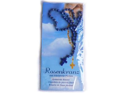 Rosenkranz Lapislazuli Edelstein 59 Kugeln mit Kreuz