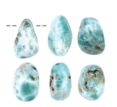 Larimar Edelstein Freeform Trommelstein Ketten Anhänger gebohrt