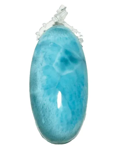 Larimar hellblau Cabochon oval Edelstein Ketten Anhänger gebohrt