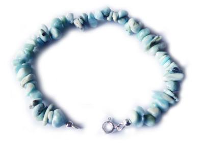 Larimar Splitter Nugget Armband Längen Wahl 925er Silber Verschluss