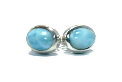 Larimar Edelstein Ohrstecker oval 925er Echtsilber