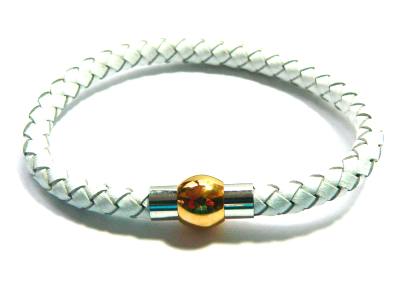 Leder Armband weiß Magnetverschluss silber golden