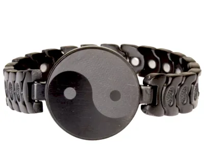 5000 Gauss Magnetarmband schwarz silber Yin Yang Magnetschmuck