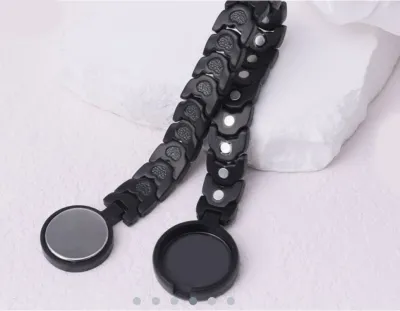 5000 Gauss Magnetarmband schwarz silber Yin Yang Magnetschmuck