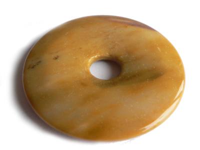 Mookait Edelstein Donut Ketten Anhänger ocker creme braun gelb 4 cm