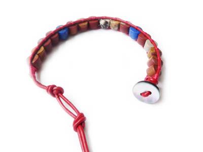 Edelstein multicolor Leder Armband Chan-Luu-Style