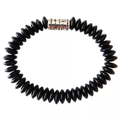 Onyx schwarz Edelstein Linsen Armband Längen Wahl