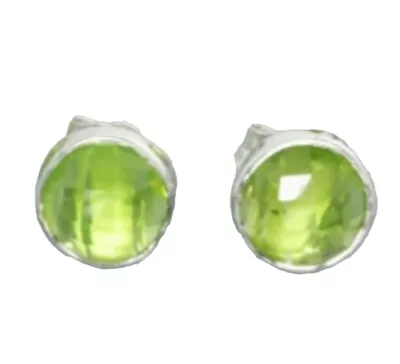 Peridot Edelstein Ohrstecker Checker Cut 6 mm Echtsilber grün