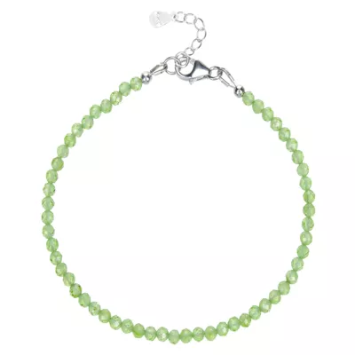 Peridot Olivin Armband facettiert Edelstein grün rhodoniert