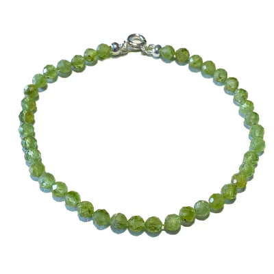 Peridot grün facettiert Edelstein Armband 925 Silberverschluss Längen Wahl