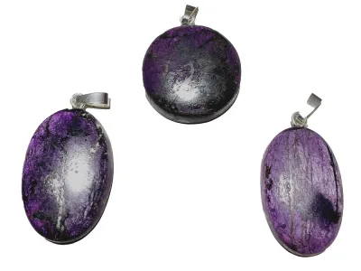 Purpurit violett lila Edelstein Cabochon Ketten Anhänger oval rund