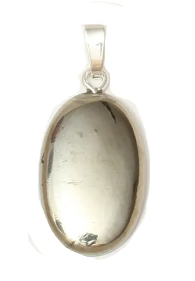 Pyrit Edelstein Cabochon oval Anhänger Kettenanhänger Silberöse