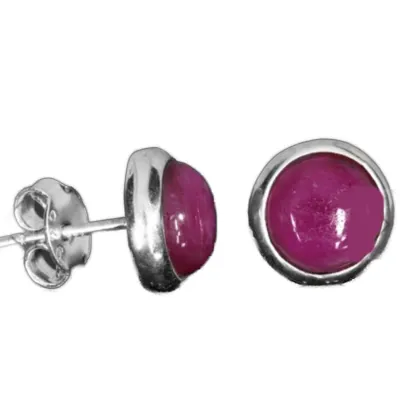 Rubin rot Edelstein Ohrstecker Ohrringe 925er Silber Cabochon 8 mm