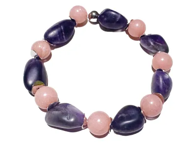 SCHÜTZE: Andenopal Amethyst Echtsilber Sternzeichen Edelstein Stretch Armband