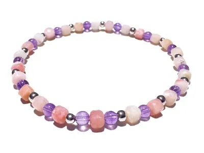 SCHÜTZE: Amethyst Andenopal Echtsilber Sternzeichen Edelstein Stretch Armband