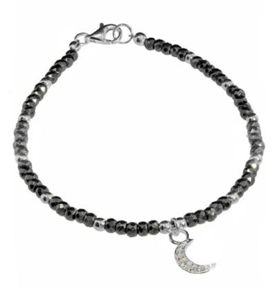 Silizium Silber Edelstein Armband mit Mond Charm