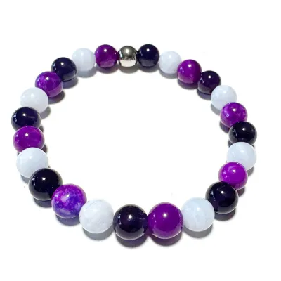 STEINBOCK: Amethyst Chalcedon Sugilit-Jaspis Sternzeichen Stretch Edelstein Armband