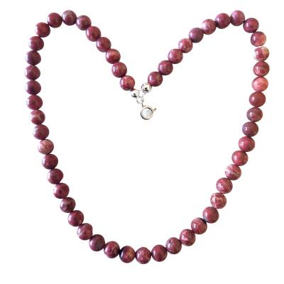 Thulit Edelstein Kugelkette Halskette Collier Kette rot