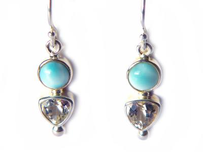 Larimar Topas Designer Ohrhänger Echtsilber 925