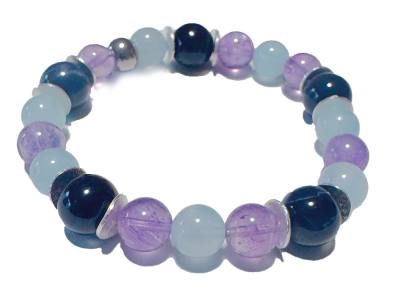 WASSERMANN: Aquamarin Amethyst Falkenauge Sternzeichen Armband Größenwahl