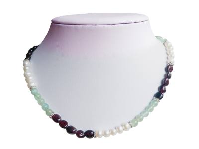 WASSERMANN: Aquamarin Perle Granat Edelstein Kette Halskette Größenwahl