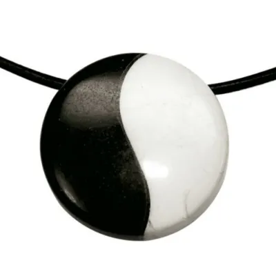 Yin Yang Kettenanhänger Anhänger schwarz weiß gebohrt Magnesit Obsidian