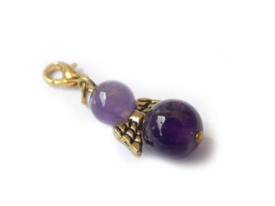 Amethyst Schutzengel Charm Anhänger golden